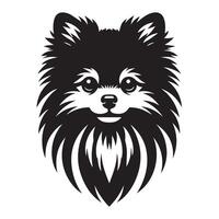 hund ansikte illustration - en nyfiken pomeranian hund ansikte logotyp begrepp design vektor