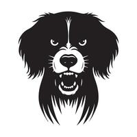 Illustration von ein wütend Englisch Springer Spaniel Hund Gesicht im schwarz und Weiß vektor