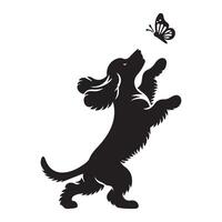 Hund - - Cocker Spaniel jagen Schmetterling Illustration vektor