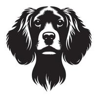 cockerspaniel spaniel - en nyfiken cockerspaniel spaniel ansikte illustration i svart och vit vektor