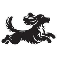 Hund - - Cocker Spaniel freudig springen Illustration im schwarz und Weiß vektor