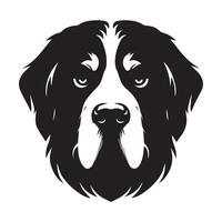 hund - en akter Berner berg hund ansikte illustration i svart och vit vektor