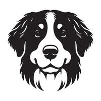 Hund - - ein zärtlich Berner Berg Hund Gesicht Illustration im schwarz und Weiß vektor