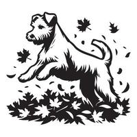 Westie Hund - - Westen Hochland Weiß Terrier herumtollen im fallen Blätter Illustration vektor