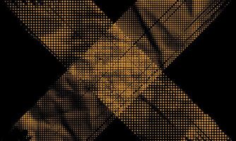 abstrakt grov gul prickad halvton retro papper spillts bläck skriva ut x korsa textur filtrera med mörk bakgrund vektor