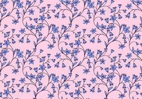 abstrakt konstnärlig blå vild blommig stjälkar sammanflätade i en sömlös mönster. hand teckning. kreativ grenar med mycket liten ditsy blommor, klockor, små löv utskrift på en rosa bakgrund. vektor