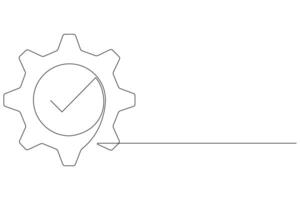 Maschine Getriebe Rad Symbol Technologie, kontinuierlich einer Linie Kunst Zeichnung von ziehen um Getriebe Gliederung Illustration vektor