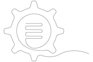 Maschine Getriebe Rad Symbol Technologie, kontinuierlich einer Linie Kunst Zeichnung von ziehen um Getriebe Gliederung Illustration vektor
