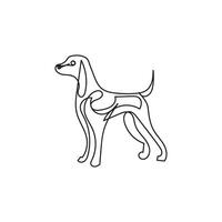 hund ett linje konst design, hund kontinuerlig linje konst, hund minimal ett linje konst vektor