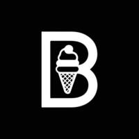 Eis Sahne mit b Brief minimal Logo Design schwarz und Weiß Farbe vektor