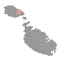 Nadur Kreis Karte, administrative Aufteilung von Malta. Illustration. vektor