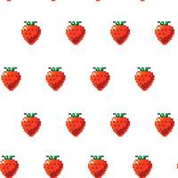 Pixel Kunst Erdbeere nahtlos Muster vektor