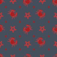 krabba och sjöstjärna sömlös mönster vektor
