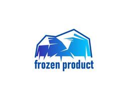 gefroren Produkt Symbol, Eis Kristall Felsen, Essen Etikette vektor