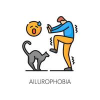 ailurofobi problem, fobi eller ångest linje ikon vektor