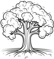 schwarz und Weiß Illustration von ein Baum mit Wurzeln. Bild. vektor