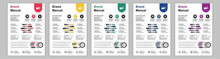 Lärm a3 Geschäft Marke Handbuch Vorlagen Satz. Unternehmen Identität Broschüre Seite mit Infografik zum Werbung, Förderung, Geschäft Kommunikation. Layout Design zum Poster, Abdeckung, Broschüre vektor