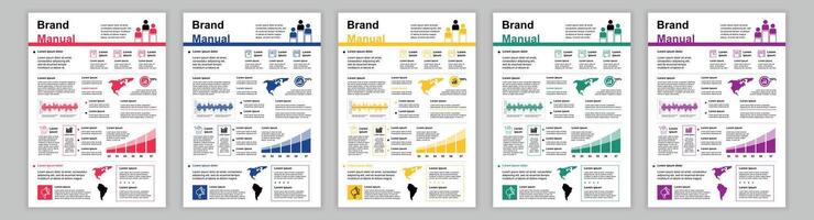 Lärm a3 Geschäft Marke Handbuch Vorlagen Satz. Unternehmen Identität Broschüre Buchseite. global Partnerschaft, Zusammenarbeit, Geschäft Entwicklung und Verdienste Wachstum. Layout Design zum Poster, Abdeckung, Broschüre vektor