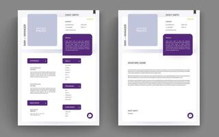 professionell rena modern återuppta CV och omslag brev företag layout mall. minimalistisk återuppta CV elegant eleganta design mall. multipurpose återuppta och brev design. vektor