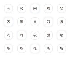 användare avatar linje ikoner uppsättning. profil, person symbol, lagarbete, mänsklig, ansikte och Övrig knappar. översikt piktogram för webb och ui, ux mobil app design. redigerbar stroke. 24x24 pixel perfekt. vektor