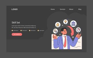 skicklighet uppsättning. en professionell jonglerar flera olika Kompetens för karriär mångsidighet. strategisk vektor