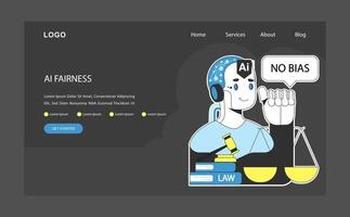 ai etik mörk eller natt läge webb, landning. ai robot systemet Nej partiskhet vektor