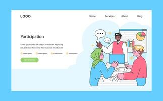 Beteiligung Netz oder Landung. vielfältig Mannschaft kooperiert auf Projekt vektor