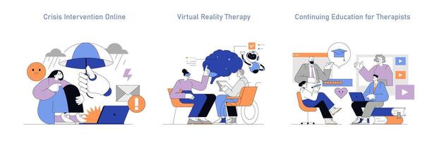 Telepsychologie und online Therapie. eben Illustration vektor