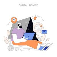 Digital Nomade Lebensstil. Illustration. vektor