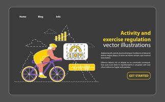 aktivitet och övning reglering begrepp uppmuntrar kondition genom cykling och spår framsteg med hälsa appar främjar aktiva livsstil och välbefinnande illustration vektor