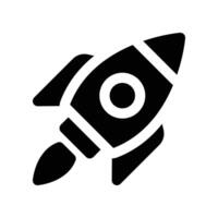 Rakete Symbol. Glyphe Symbol zum Ihre Webseite, Handy, Mobiltelefon, Präsentation, und Logo Design. vektor