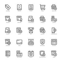 Einkaufen und Geschäft Symbol Pack zum Ihre Webseite, Handy, Mobiltelefon, Präsentation, und Logo Design. Einkaufen und Geschäft Symbol Gliederung Design. Grafik Illustration und editierbar Schlaganfall. vektor