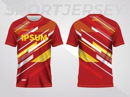 rot Gelb Hintergrund zum Sport Jersey Muster. Farbe abstrakt geometrisch Linie Textur Hintergrund Hemd Vorderseite und zurück Aussicht Attrappe, Lehrmodell, Simulation. vektor