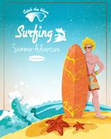 Surfing sommar äventyr affisch vektor