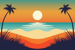 tropisch Sonnenuntergang Gelassenheit, Sommer- Hintergrund. vektor