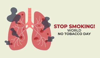 ohälsosam lungor skadad förbi rökning baner. Nej tobak dag begrepp vektor