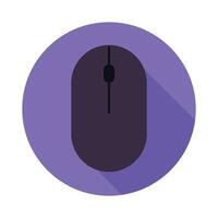 schwarz kabellos Computer Maus Symbol im eben Stil auf runden lila Hintergrund. Illustration vektor