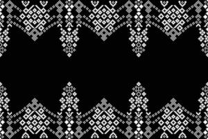 traditionell schwarz ethnisch Motive Ikat geometrisch Stoff Muster Kreuz Stich.ikat Stickerei ethnisch orientalisch Pixel schwarz Hintergrund. Abstrakt, Illustration. Textur, Dekoration, Tapete. vektor