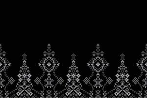 traditionell schwarz ethnisch Motive Ikat geometrisch Stoff Muster Kreuz Stich.ikat Stickerei ethnisch orientalisch Pixel schwarz Hintergrund. Abstrakt, Illustration. Textur, Dekoration, Tapete. vektor