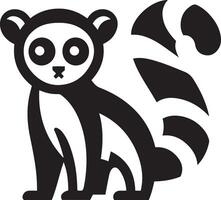 Ring beschattet Lemur Sitzung Silhouette Illustration Symbol auf Weiß Hintergrund. vektor