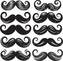 mustascher bunt svart illustration. packa av mustasch illustration vektor