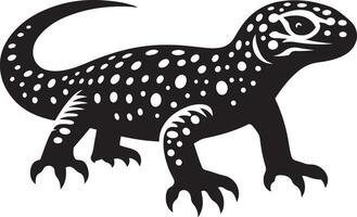 Gila Monster- Eidechse Tier Silhouette Illustration auf Weiß Hintergrund. vektor