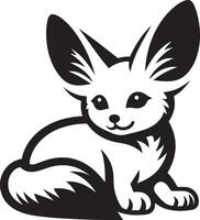 fennec Fuchs Tier Silhouette Illustration auf Weiß Hintergrund. vektor