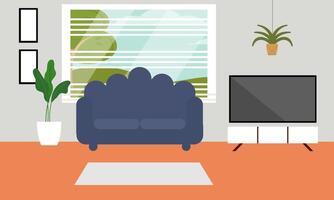 Leben Zimmer mit Möbel. gemütlich Innere mit Sofa und Fernseher vektor