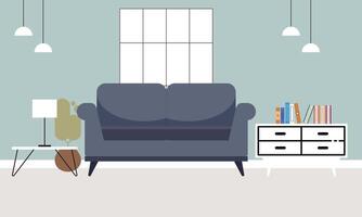 Leben Zimmer mit Möbel. gemütlich Innere mit Sofa und Fernseher vektor