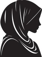 Seite Aussicht schwarz Linie Kunst Silhouette von Muslim Frau Portal vektor