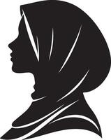 Seite Aussicht schwarz Linie Kunst Silhouette von Muslim Frau Portal vektor