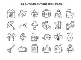 24 höst element översikt ikon uppsättning - höst säsong ikon packa illustration vektor