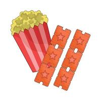 illustration av biljett med popcorn vektor