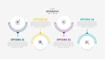 vier Schritt Infografik Element Design Vorlage zum Präsentation. Prozess Diagramm und Präsentationen Schritt, Arbeitsablauf Layout, Banner, fließen Diagramm, die Info Grafik Illustration. vektor